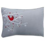 Pillow Perfect Indoor Velvet Christmas Cardinal Gray Throw Pillow Cover 12 X 18 X 0.2
