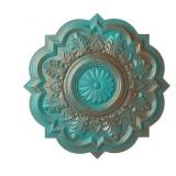 Ekena Millwork 20 1/4"OD x 1 1/2"P Deria Ceiling Medallion (Fits Canopies up to 6\"), Hand-Painted Copper Green Patina - Retail: $169