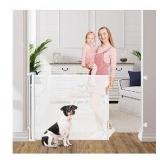 52" Wide Retractable Dog Gates for Doorways, 33" Tall Mesh Baby Gate Retractable Pet Gate Indoor, Prevent Babies/Dogs from Entering Kitchen, 5Ft Wide Mesh Gates for Kids or Pets, White