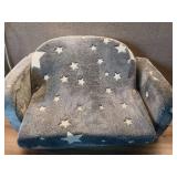 Kids Couch, 2-in-1 Soft Toddler Couch Fold Out with with Blanket and Cloud Pillow, Glow in The Dark, Toddler Chair Comfy, Convertible Sofa to Lounger, Gifts for Kids Girl Boys, Medium Grey Star
