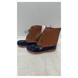 Navy and Brown Womanâs Boots Size 5