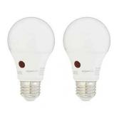 Amazon Basics 60 Watt Equivalent  Dusk to Dawn Sensor  Non-Dimmable - A19 LED Light Bulb  Daylight, 2-Pack