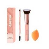 DEZVO Flat Top Kabuki Foundation Brush, Angled Eye Brow Brush,  Spoolie Brush, And Beauty Blender