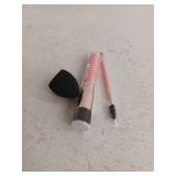 DEZVO Flat Top Kabuki Foundation Brush, Angled Eye Brow Brush,  Spoolie Brush, And Beauty Blender