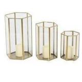 Modern Glass Hurricane Lantern Set 3 set