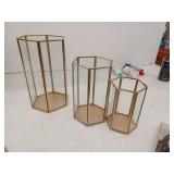 Modern Glass Hurricane Lantern Set 3 set