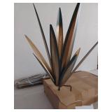 Royal Blue Metal Agave Garden Sculpture Lot of 3
