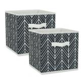 DII Nonwoven Polyester Cube Herringbone Black Square 11x11x11 Set of 2