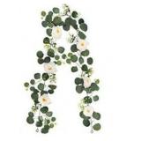 Artificial Eucalyptus Garland with White Flowers Lot of 3