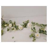 Artificial Eucalyptus Garland with White Flowers Lot of 3