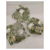 Artificial Eucalyptus Garland with White Flowers Lot of 3