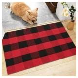 Buffalo Plaid Cotton Door Mat 24X36 in and Merry Christmas Mat
