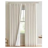 Aipilto Natural Pinch Pleated Curtains, Linen, 2 Panels, 40x108
