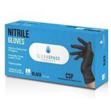 Cleanproject Project Black Nitrile Gloves, Large