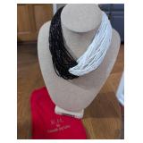 Kenneth Jay Lane Black and White Multi-Strand Beaded Necklace