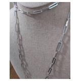 Sterling Silver Rectangular Link Chain Necklace