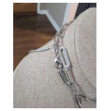 Sterling Silver Rectangular Link Chain Necklace