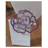 Pink Crystal Rose Floral Brooch