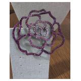 Pink Crystal Rose Floral Brooch