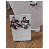 Sterlimg Silver Floral Statement Necklace and Earring Set marked 925