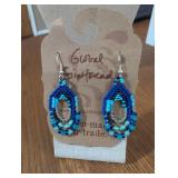Handcrafted Blue Beaded Teardrop Earrings