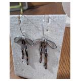 Handcrafted Silver Bow Drop Earrings