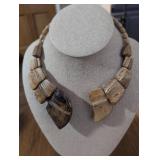 Natural Petrified Wood Statement Necklace