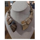 Natural Petrified Wood Statement Necklace