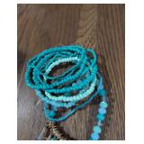 Turquoise Beaded Tassel Bracelet Set