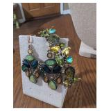 Art Deco Style Opal and Crystal Jewelry Set