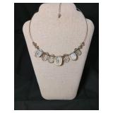 Elegant Abstract Pattern Wire Necklace with Crystals