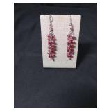 Cascading Pink and Red Crystal Dangle Earrings