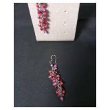 Cascading Pink and Red Crystal Dangle Earrings