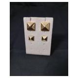 Gold Pyramid Stud Earring Set