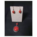 Red Coral Sterling Silver Jewelry Set