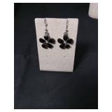 Black Crystal Flower Necklace and Earring Set