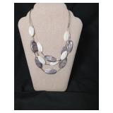 Modern Grey and White Shell Statement Necklace