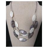 Modern Grey and White Shell Statement Necklace