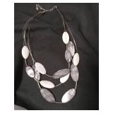 Modern Grey and White Shell Statement Necklace