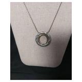 Two-Tone Twisted Circle Pendant Necklace