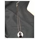 Silver Snake Chain Necklace with Etched Circle Pendant