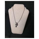 Purple Crystal Charm Necklace with Black Pendant