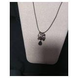 Purple Crystal Charm Necklace with Black Pendant