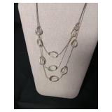 Multi-Strand Silver Oval Link Necklace
