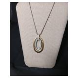 Two-Tone Oval Pendant Necklace