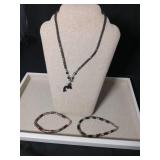 Hematite Dolphin Necklace and Bracelet Set