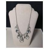 Silver Tone Teardrop Statement Necklace