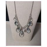 Silver Tone Teardrop Statement Necklace