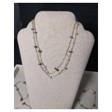 Multi-Gemstone Silver Link Necklace