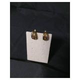 Brass and Amber Cabochon Clip-on Earrings